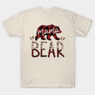 Mama Bear Buffalo Plaid Design T-Shirt